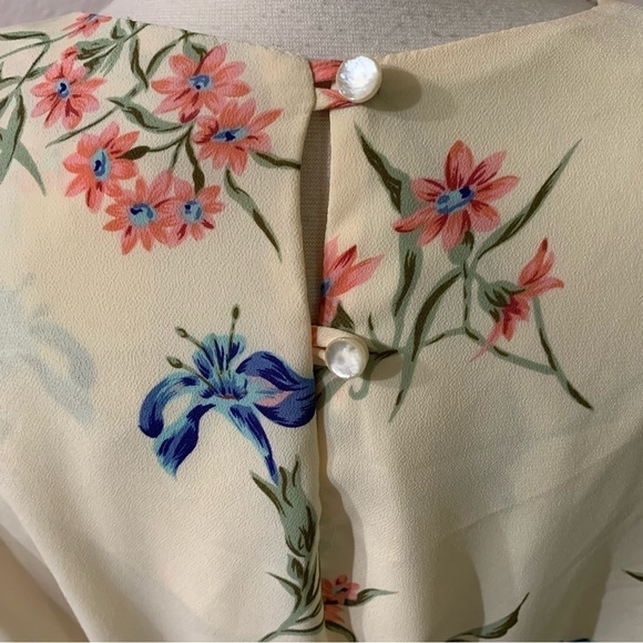 Vintage Breli Originals Made In The USA Yellow Belted Floral Print Dress Size 14 - Picture 5 of 12